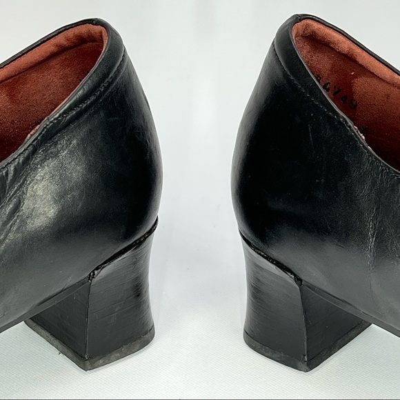 Kumfs Heels Ankle Boots Leather Black Slip Ons Black Comfy Dressy Office Career - Picture 11 of 16